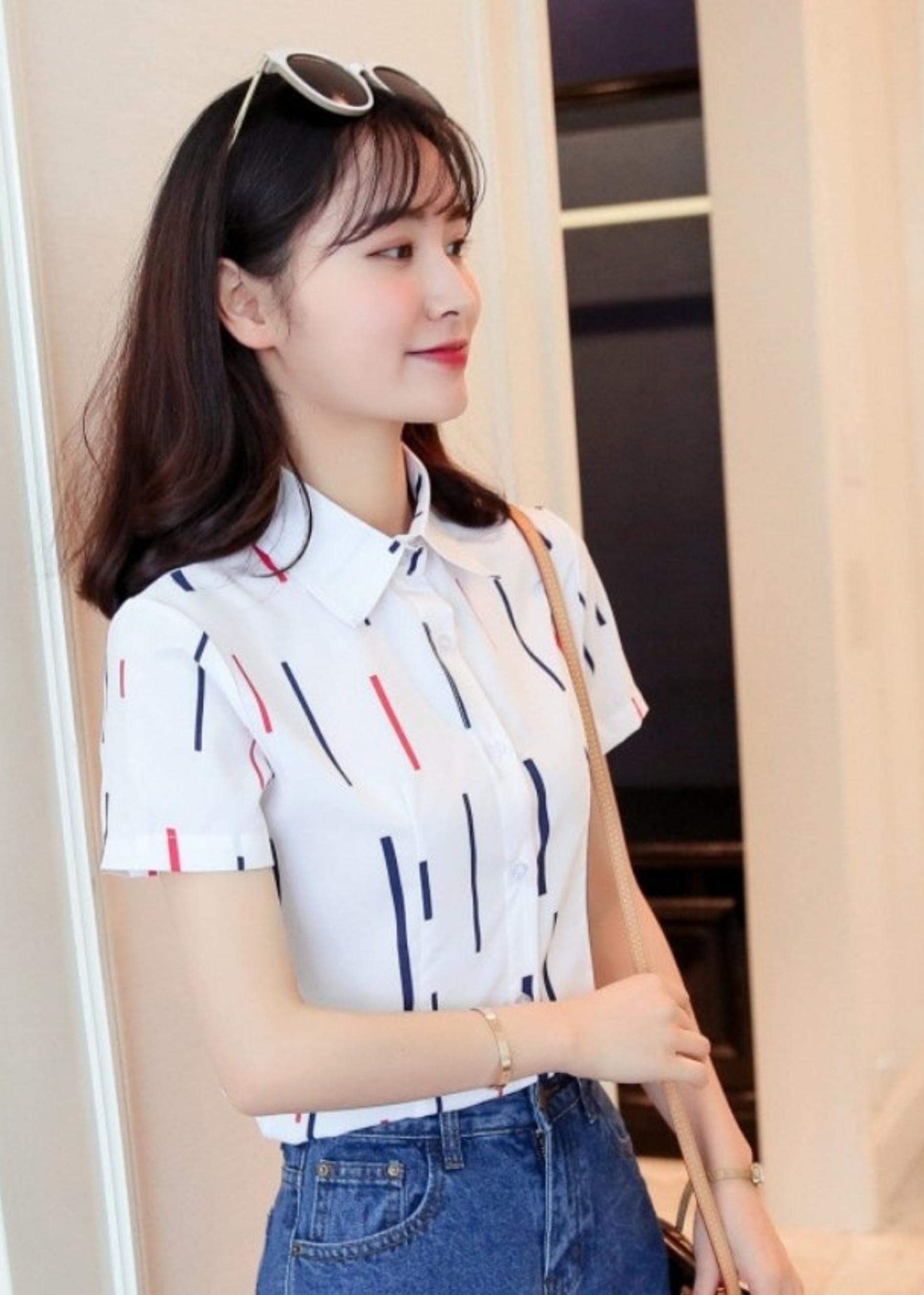Áo Sơ Mi Nữ Ngắn Tay Họa Tiết Sọc Khúc Mã R384 Thời Trang PONIVA Phong Cách Hàn Quốc Thiết Kế Nữ Tính Trẻ Trung Năng Động