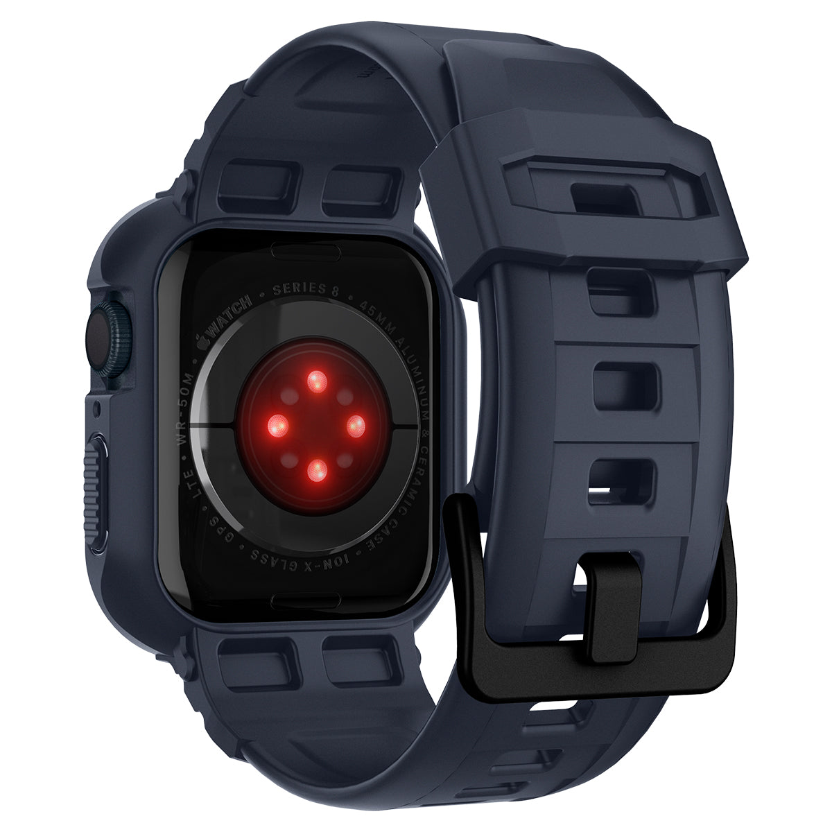 Ốp Case bảo vệ tích hợp dây đeo Spigen Rugged Armor Pro cho Apple Watch Series 9/8/7 (45mm) &amp; Apple Watch Series SE2/6/SE/5/4 (44mm) - Hàng Chính Hãng