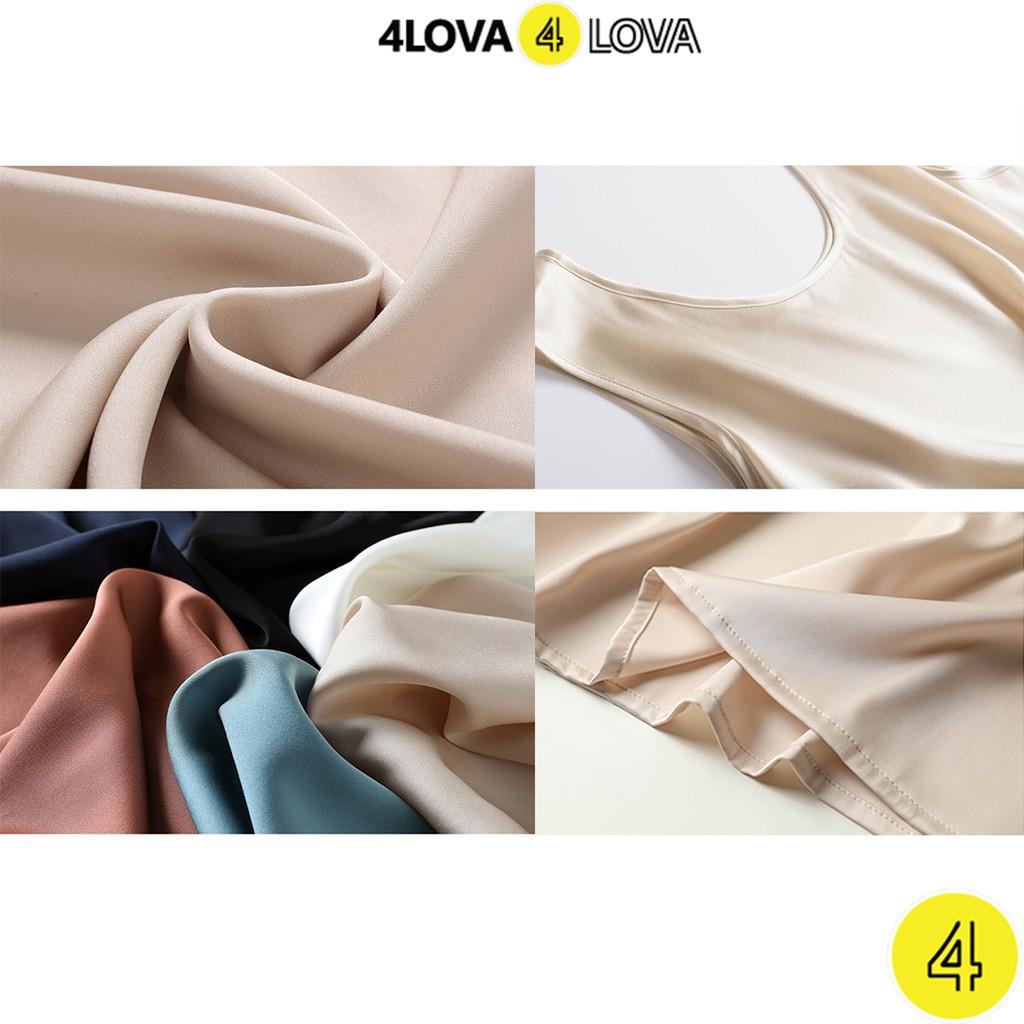 Áo sát nách nữ cổ tròn 4LOVA chất lụa satin cao cấp phong cách Hàn Quốc