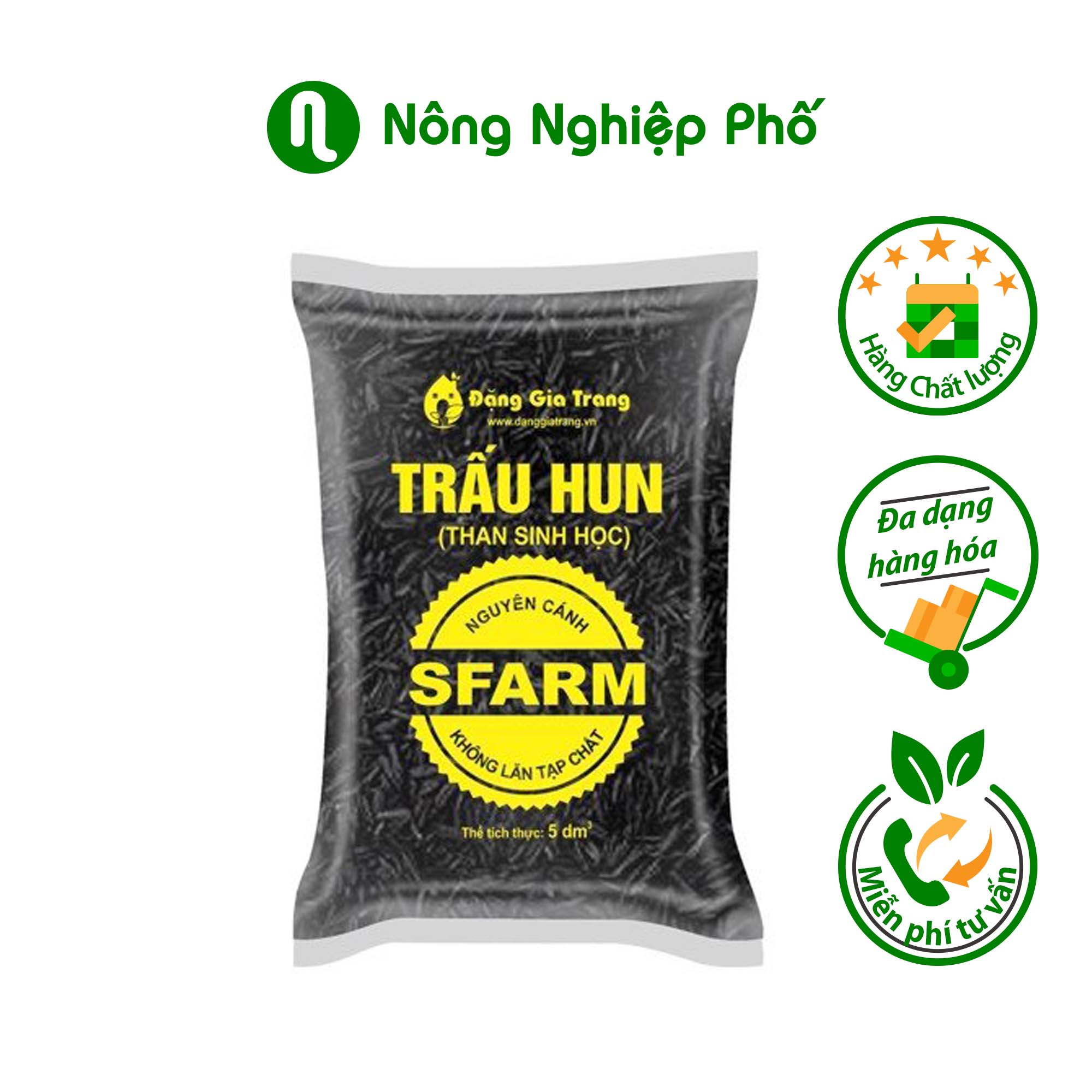 Giá Thể Trấu Hun Nguyên Cánh Sfarm  Túi 5dm3