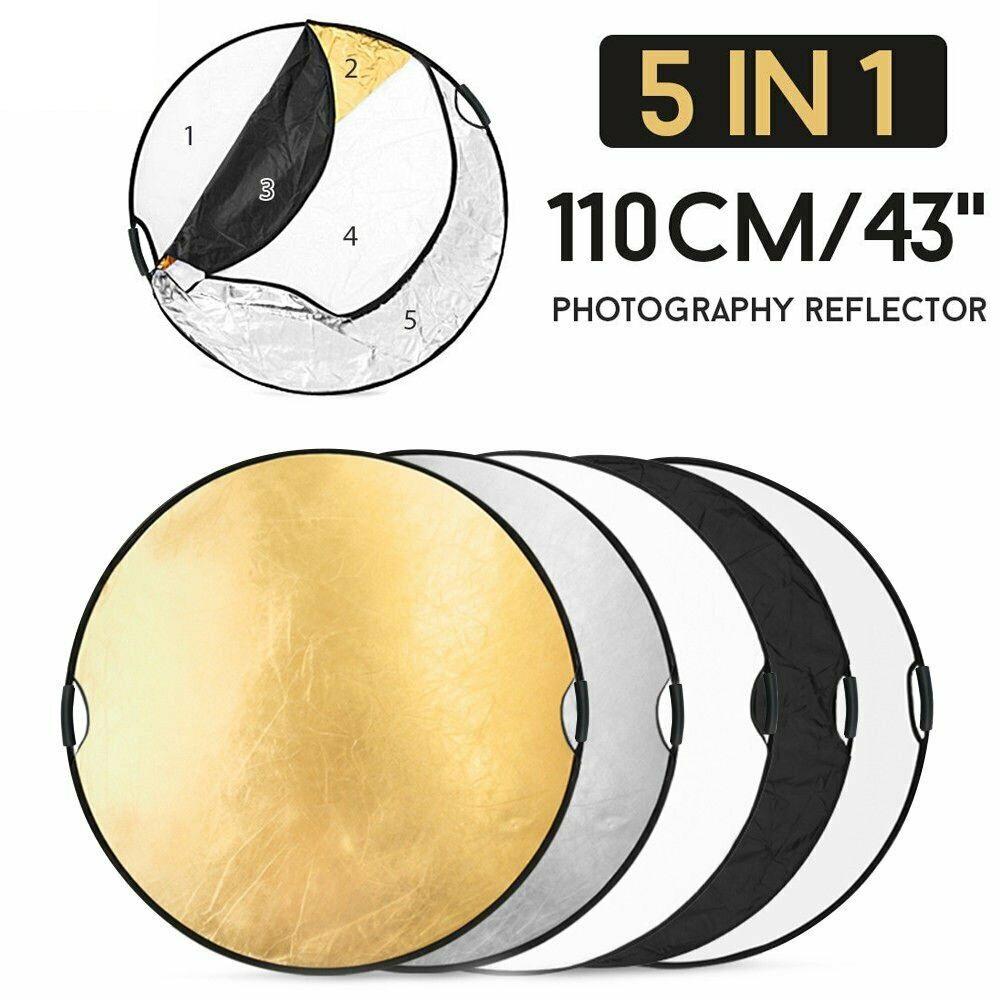 For PULUZ 5 in 1 Flexible 60/80/110cm Collapsible Photo Studio Background Round Translucent/Silver/Gold/White/Black Photography Reflector Set