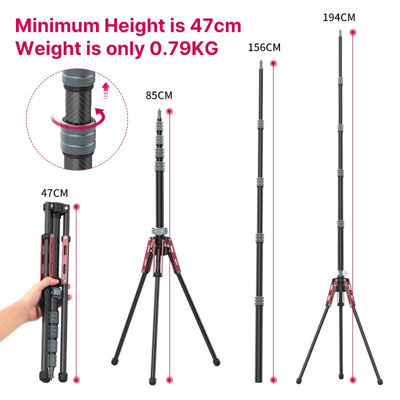Ulanzi MT-49 Chân máy một chân bằng sợi carbon với giá đỡ phía dưới có thể tháo rời Thanh cân bằng Chân máy du lịch ngoài trời siêu nhẹ Tải trọng 1,5Kg Màu sắc: MT-49