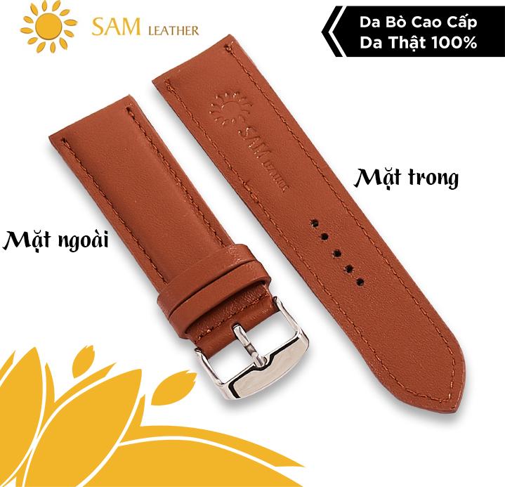 Dây Da Đồng Hồ Da Bò SAM Leather SAM011BW - Màu vàng bò, Lựa chọn màu sắc và chiều rộng tương thích