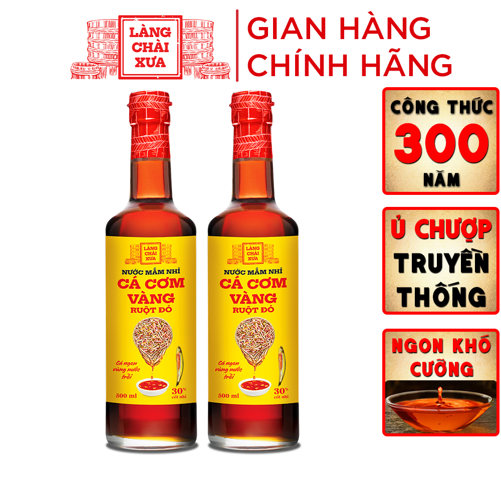 [KF] Thùng 6 chai Nước mắm nhỉ cá cơm ruột đỏ Làng Chài Xưa 500ml cá cơm vàng ngon vùng nước trồi 300 năm truyền thống chai thủy tinh