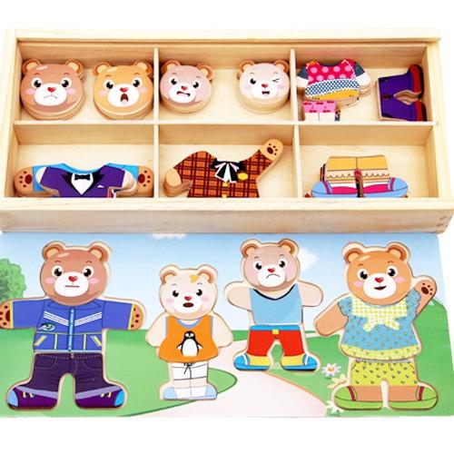 Đồ chơi xếp hình thay trang phục gia đình gấu