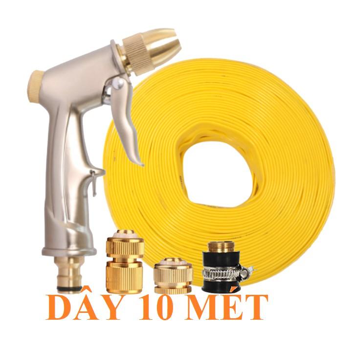 Bộ dây vòi xịt bơm nước tưới rửa , tăng áp 3 lần, loại 7m, 10m 206701-1đầu đồng,cút đồng+ khăn phượt