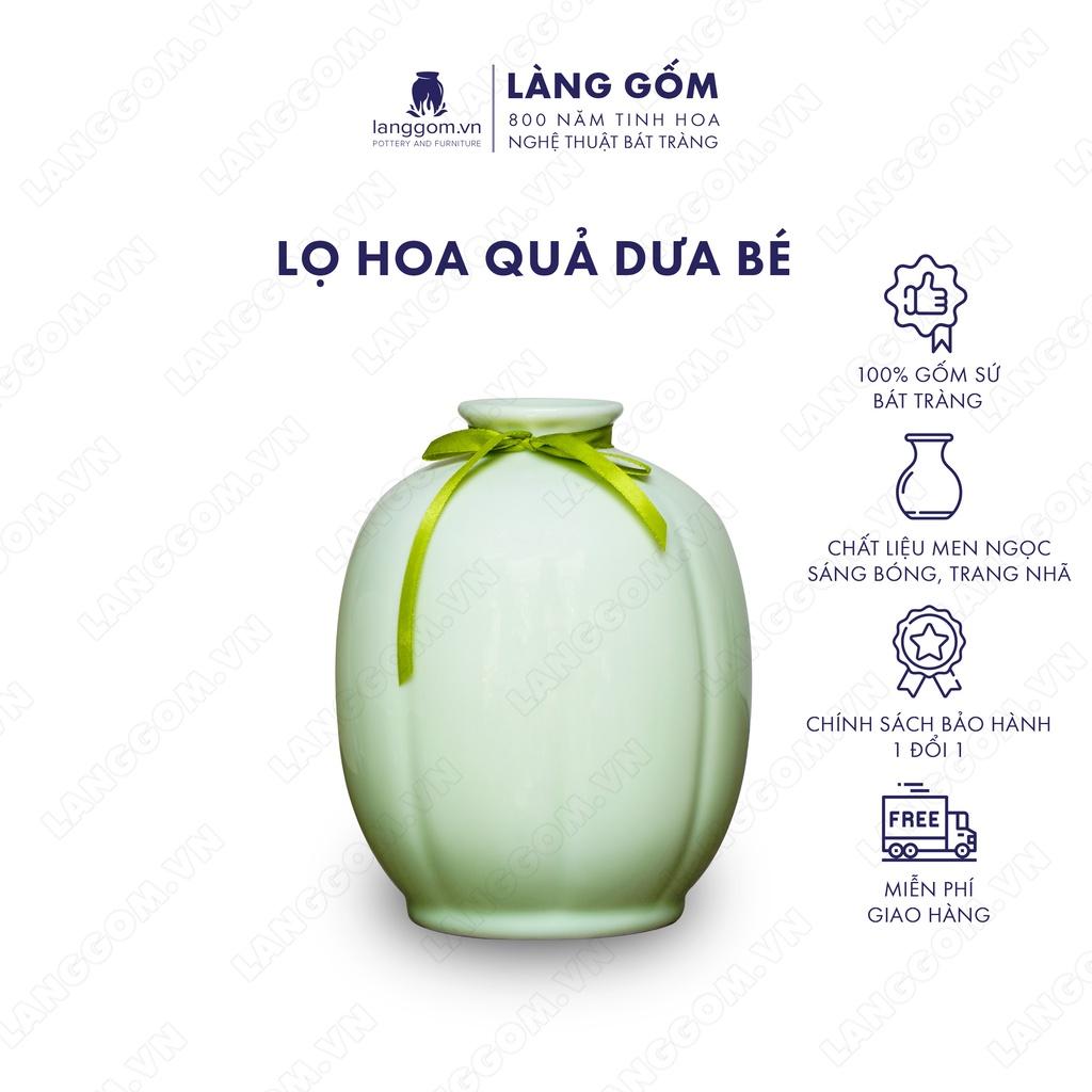 Bình hoa, lọ hoa Gốm sứ Bát Tràng cao cấp Men ngọc quả dưa bé dùng làm quà tặng, trang trí - Làng Gốm Bát Tràng