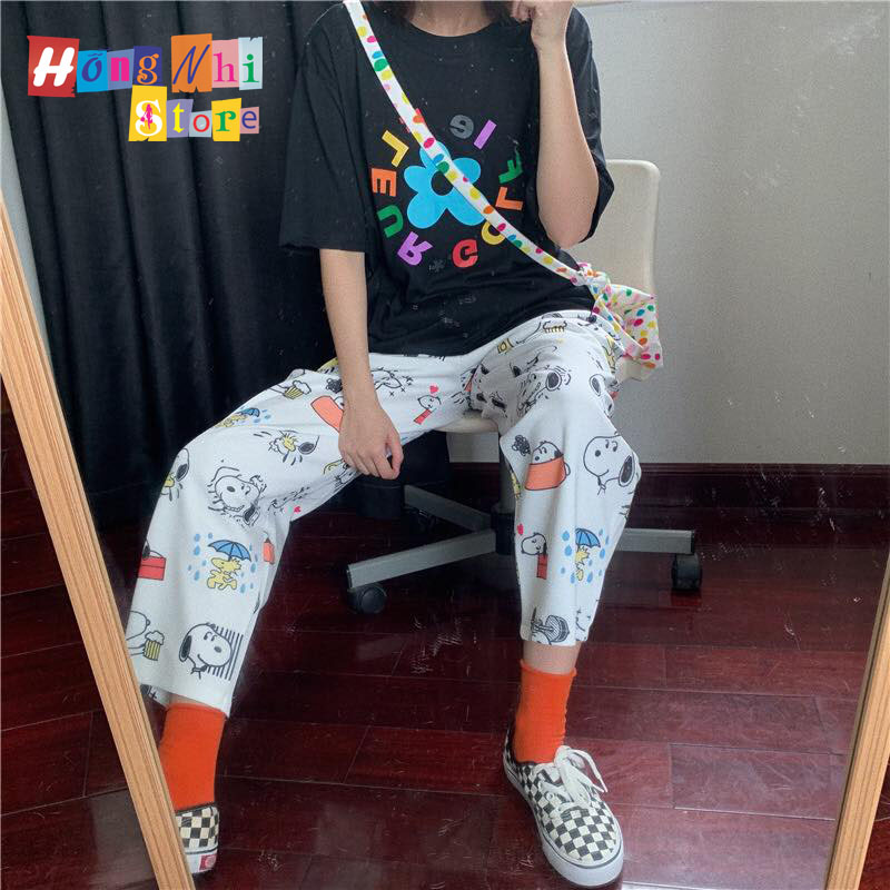 Quần Cartoon Pant Unisex, Quần Hoạt Hình Lửng Ống Rộng Lưng Thun - MM