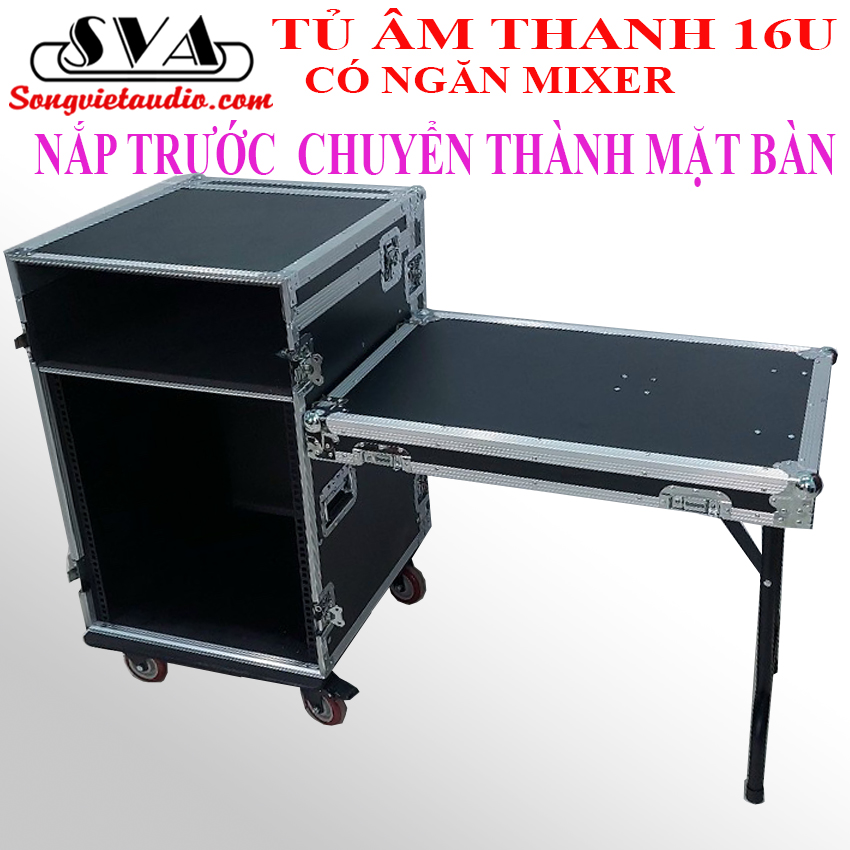 TỦ ÂM THANH 16U CHINA CÓ NGĂN MIXER VÀ CHÂN BÀN