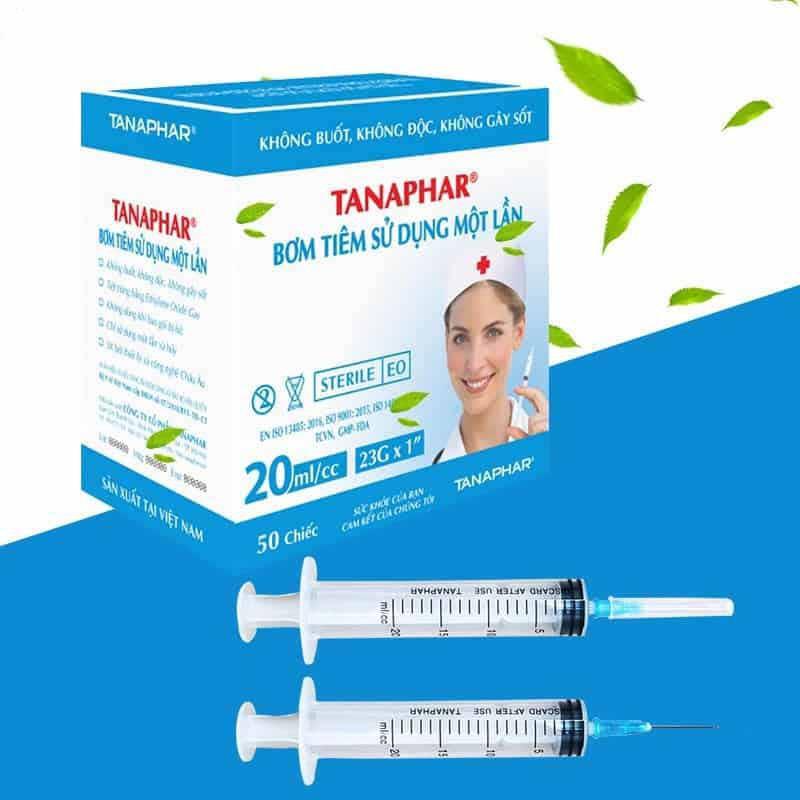 Bơm tiêm dùng 1 lần Việt Nam TANAPHAR 5ml (hộp 100 cái) 10ml (hộp 100 cái) 20ml (hộp 50 cái) 50ml (hộp 25 cái