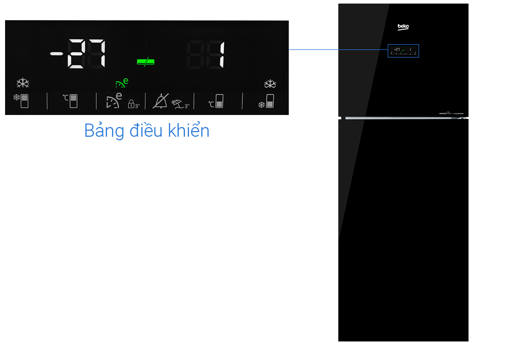 Tủ lạnh Beko Inverter 375 lít RDNT401E50VZGB - Hàng chính hãng - Giao HCM và 1 số tỉnh thành