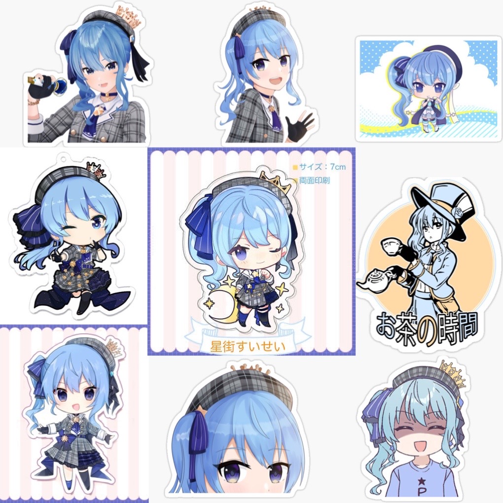 Ảnh Sticker Hoshimachi Suisei 30-60 cái ép lụa khác nhau/Hình dán vtuber Hololive Hoshimachi Suisei