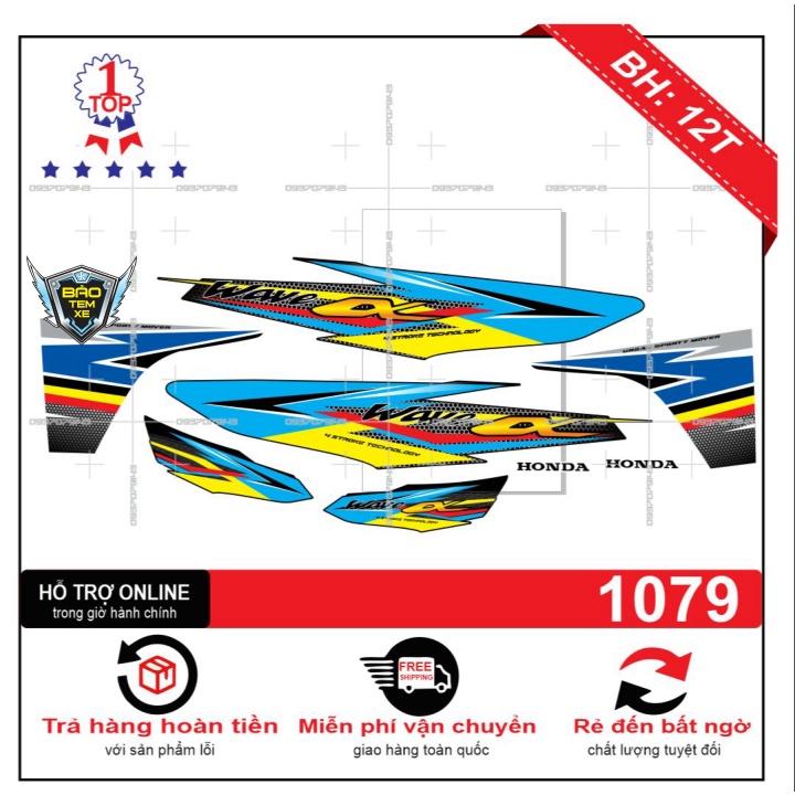 Tem rời dán xe wave 2017 tổ ong xanh đen - Bi Decal