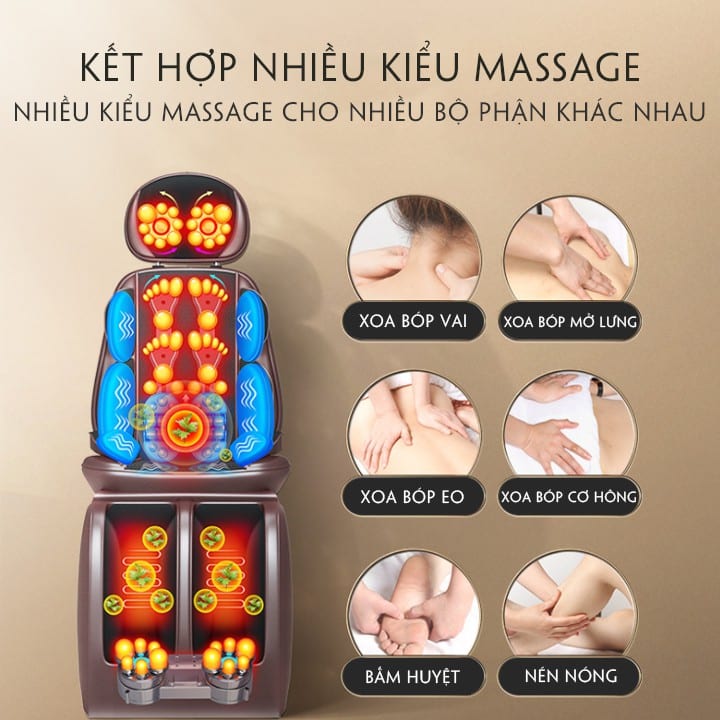 Ghế massage toàn thân, Ghế đệm massage toàn thân rung đa năng, Thiết bị massage vai gáy,lưng