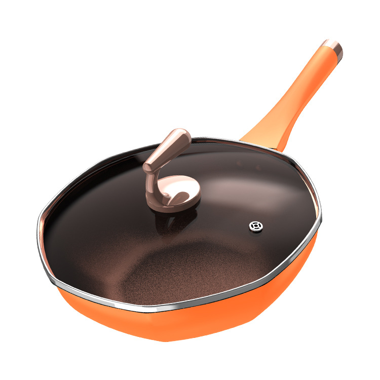 Chảo bát giác 8 cạnh chất liệu gang thép hợp kim cao cấp dày đẹp, đường kính 32cm - Chảo chống dính đáy từ dùng cho tất cả các loại bếp