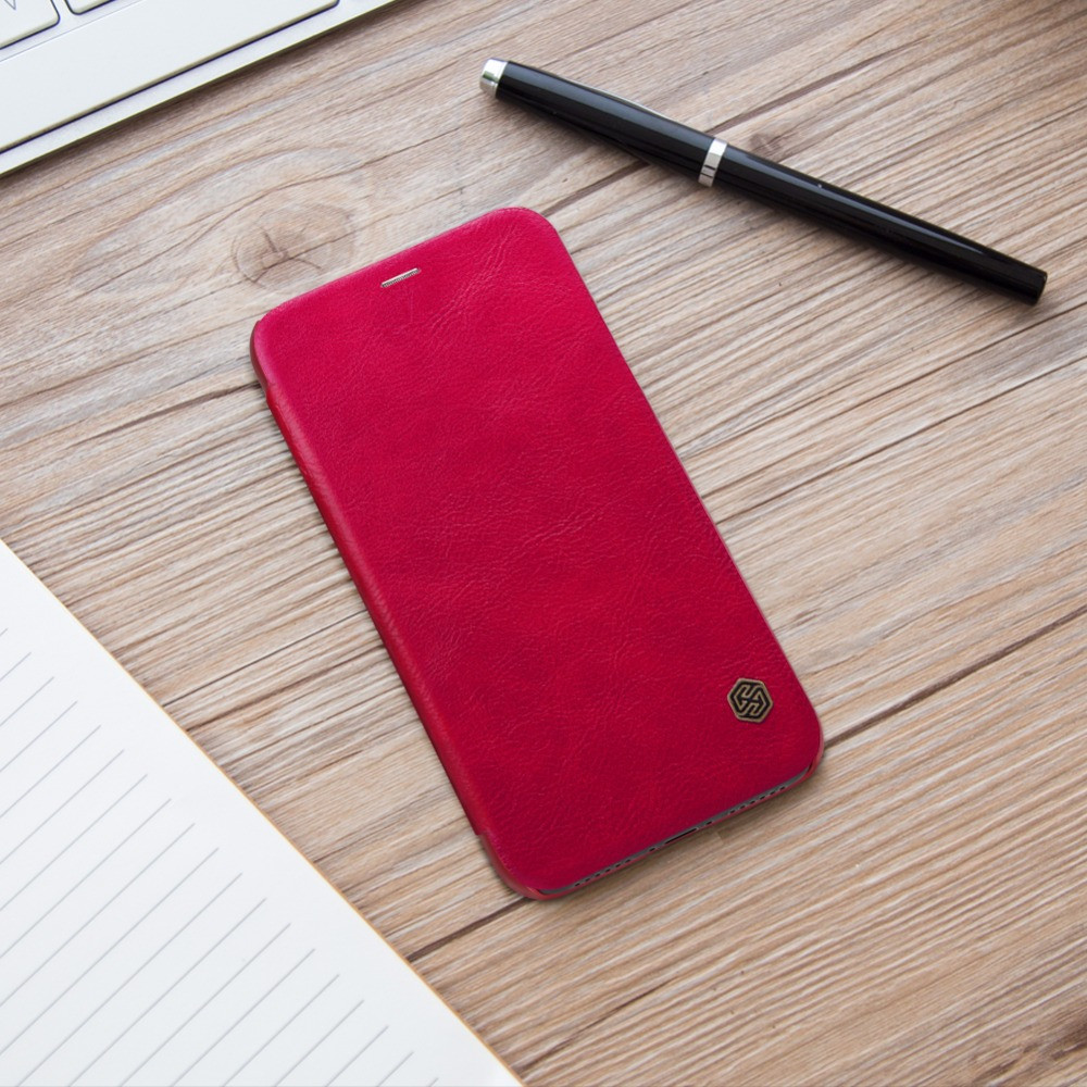 Bao da Leather cho iPhone Xs Max hiệu Nillkin Qin (Chất liệu da cao cấp, có ngăn đựng thẻ, mặt da siêu mềm mịn) - Hàng chính hãng
