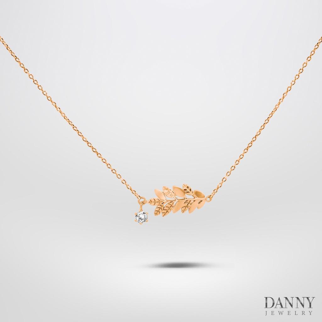 Dây Chuyền Có Mặt Danny Jewelry Bạc 925 Xi Vàng Hồng/Rhodium Nguyệt Quế Đính Đá CZ DM039
