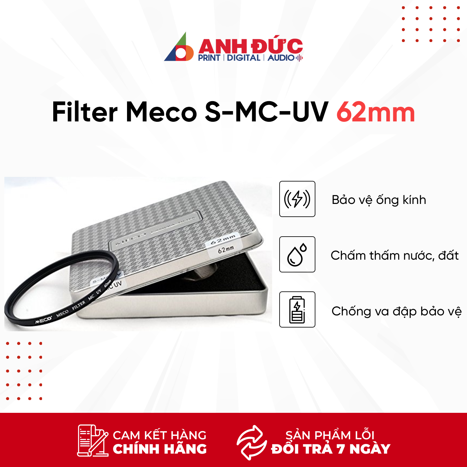 Kính lọc Filter MECO S-MC-UV 62mm Chất Lượng Cao Của Mỹ