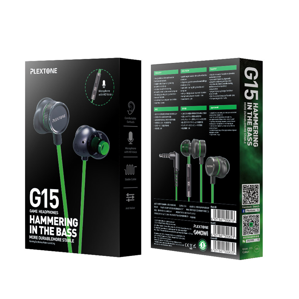 Tai nghe Gaming Plextone, tai nghe nhét tai in ear hỗ trợ chống ồn dành cho game thủ chuyên nghiệp + Tặng Kèm Móc Khóa 4Tech - Hàng Chính Hãng.