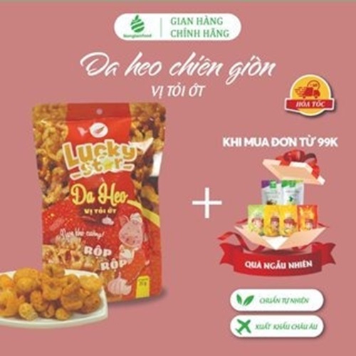 Da heo chiên giòn vị tỏi ớt Lucky Star Nông Lâm Food túi 25g