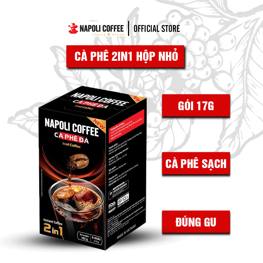 Cà Phê Đen Đá Napoli Coffee - Cafe Hoà Tan 2IN1 từ Arabica Hạt SẠCH Gu Mạnh, Chua Thanh Hậu Ngọt Êm
