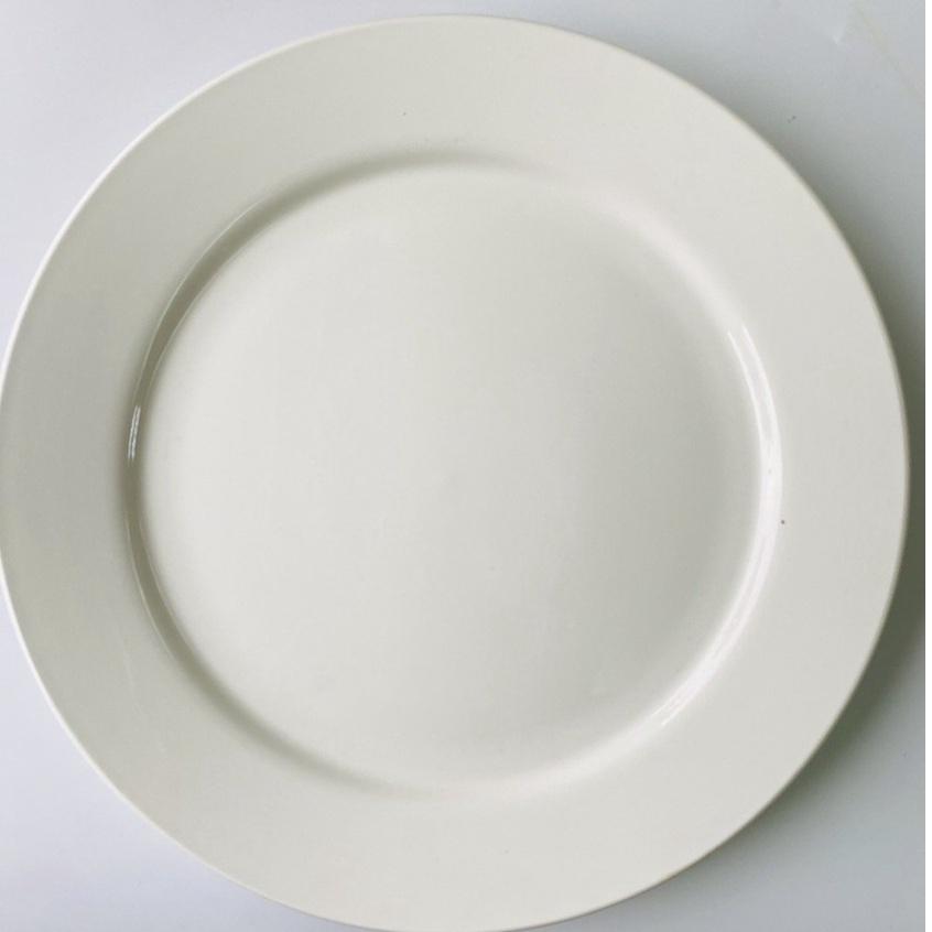 Dĩa sứ cạn trắng 16cm, 18cm, 20,5cm, 23cm, 25,5cm, 28cm, 29,7cm, 36cm.