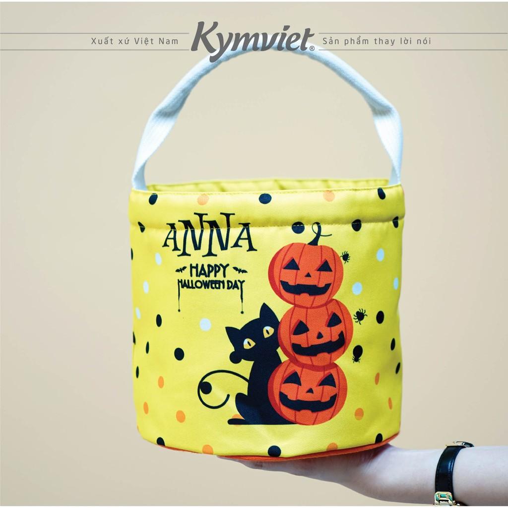 Túi Halloween KYMVIET Vải Canvas In Hình Đựng Kẹo, Đựng Đồ Chơi Cho Bé 100% Handmade