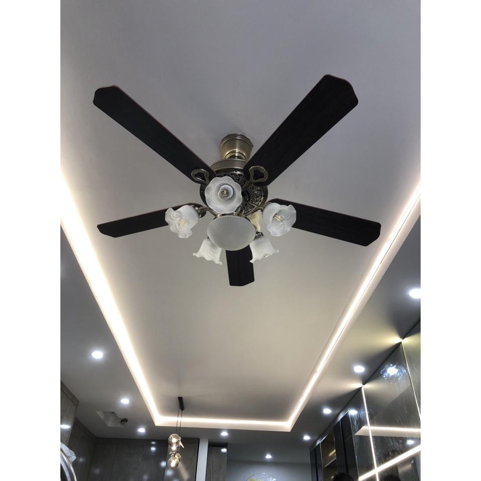 Quạt trần đèn tân cổ điển 6 tốc độ gió,kèm điều khiển từ xa,trang trí phòng khách,ngủ,bếp ăn