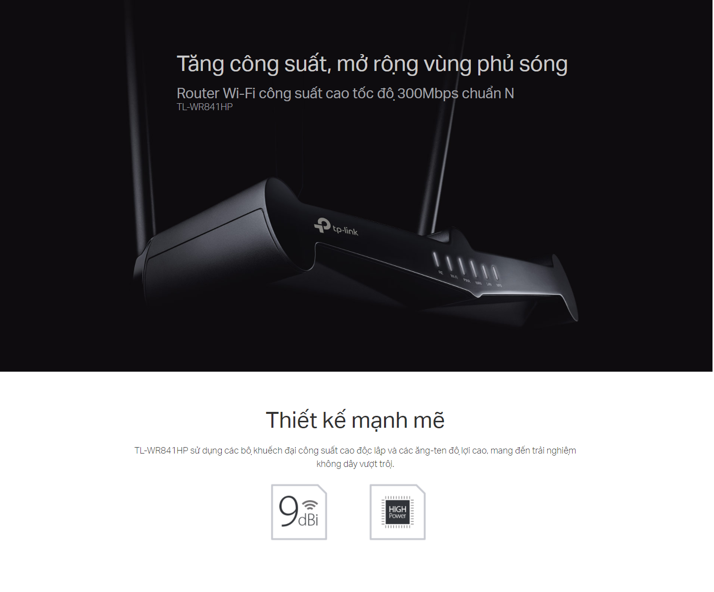Router Wi-Fi Công suất cao tốc độ 300Mbps chuẩn N TL-WR841HP - Hàng Chính Hãng