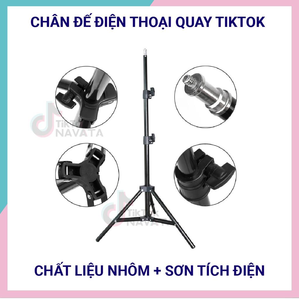 Chân đế điện thoại Tripod quay TikTok, chân đèn livestream giá đỡ Cao 2m1 loại chắc chắn chịu lực tốt