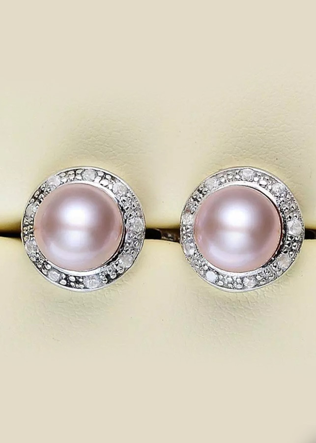 Bông tai ngọc viền đá zircon sang trọng BHBT338