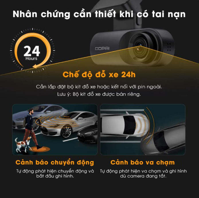 Camera Hành Trình Ô Tô DDPAI Mola N3 Độ Phân Giải 2K, Cảnh Báo Làn Đường, Giám Sát 24 Giờ, Định Vị GPS, Hiển Thị Tốc Độ, Hỗ Trợ Bộ Nhớ 128GB - Hàng Chính Hãng