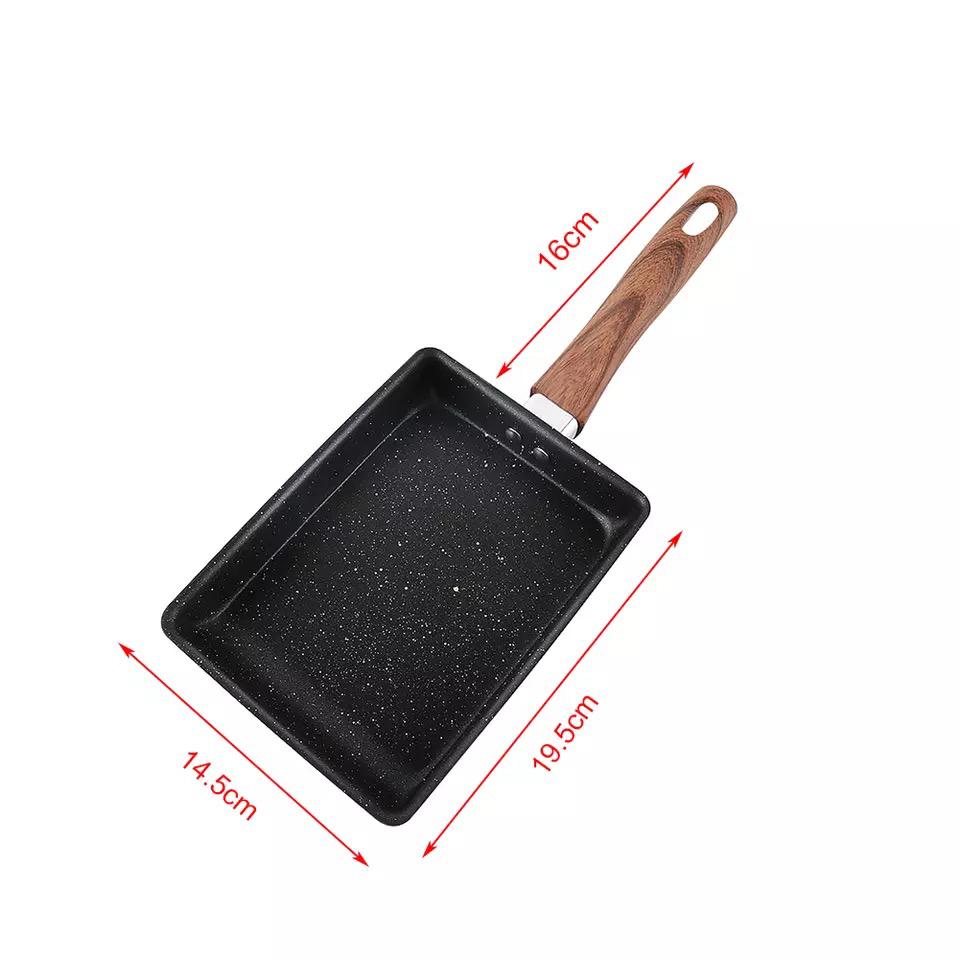 Chảo vuông 15x20 cm đáy từ / Induction cao cấp Hàn Quốc, chống dính vân đá an toàn cho sức khỏe, dùng được tất cả các loại bếp – Hàng chính hãng