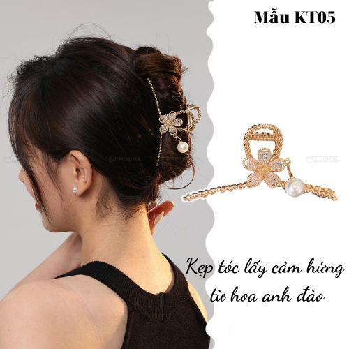 Kẹp tóc hàm cá mập hình hoa anh đào KT05 phong cách cổ phong