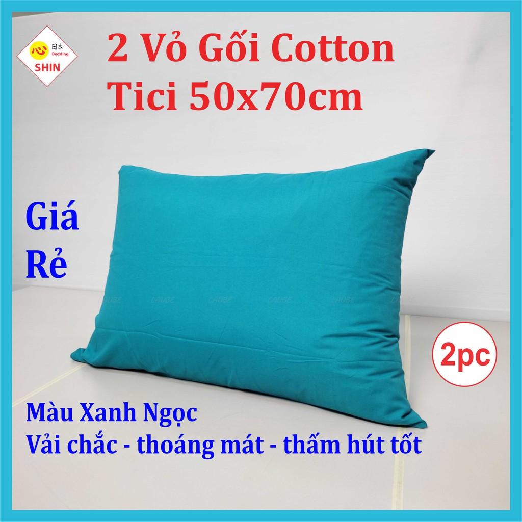 Cặp vỏ gối ngủ cotton tici 50x70cm giá siêu rẻ cho 2 áo gối nhiều màu đẹp