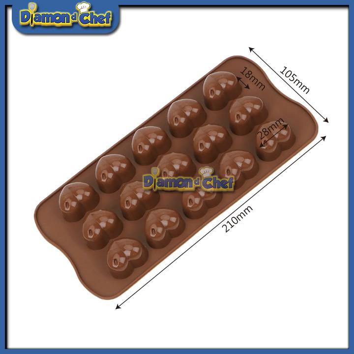 Khuôn silicon làm bánh / sô cô la / rau câu tạo hình 15 Trái Tim