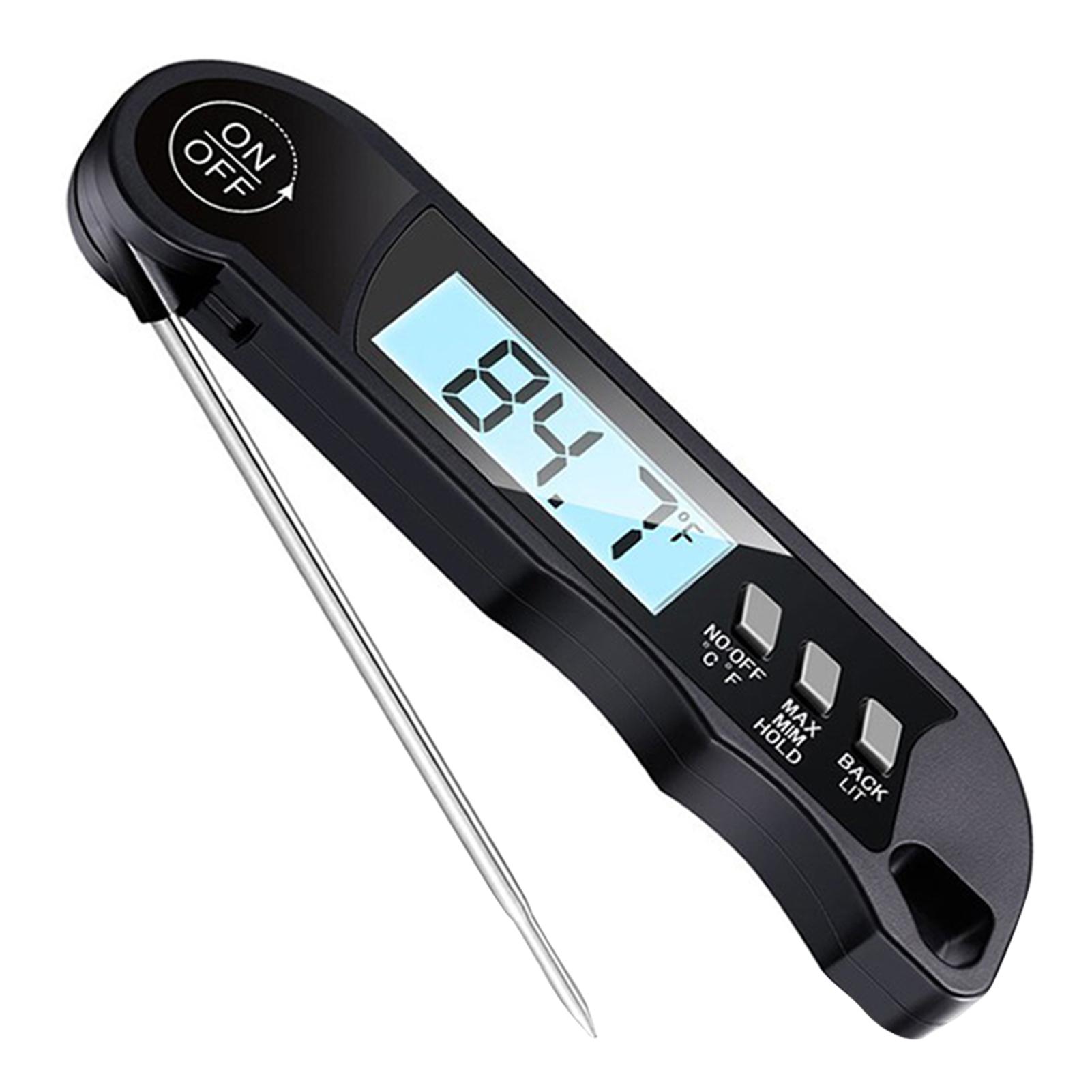 Meat Cooking Thermometer Digital Instant Read Portable Foldable LED Display Food Thermometer for Home Kitchen BBQ Grill