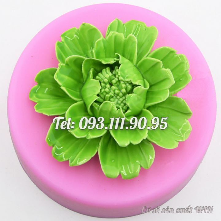 Khuôn rau câu silicon hoa mẫu đơn tầng - Loại 8 cm – Mã số 1827