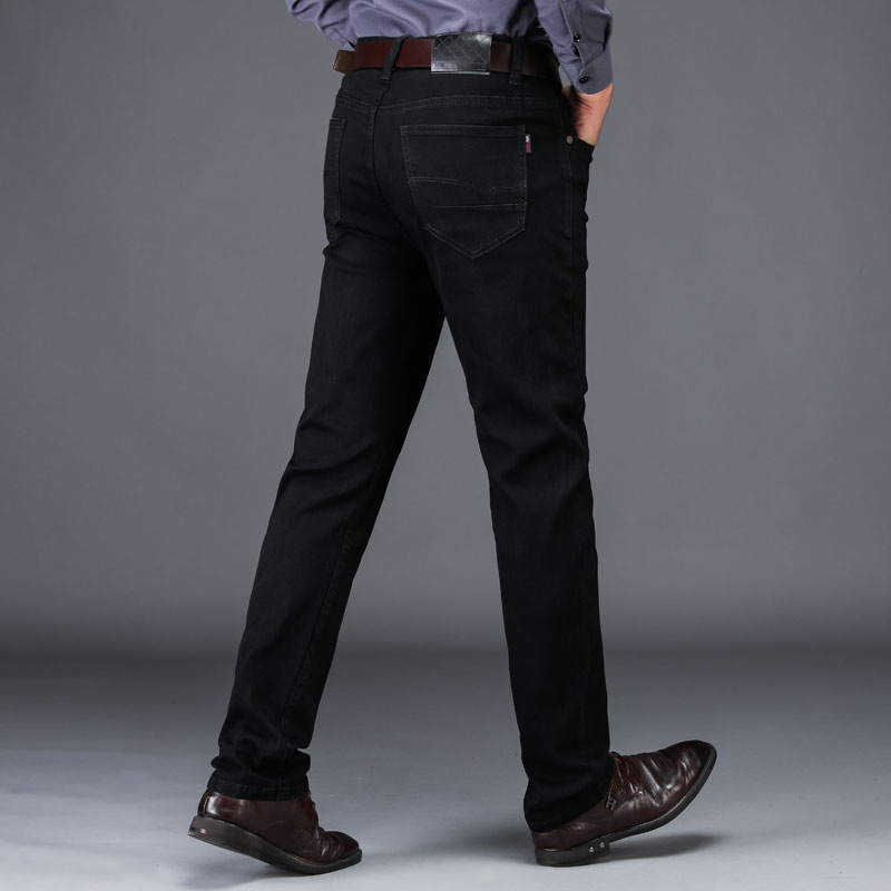 Quần Jeans Nam Co Giãn Cotton Đen Trơn