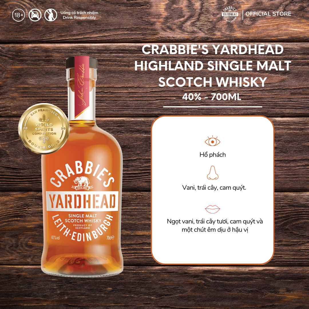 Rượu Whisky Crabbies Yardhead SM Scoth Whisky 40% 700ml