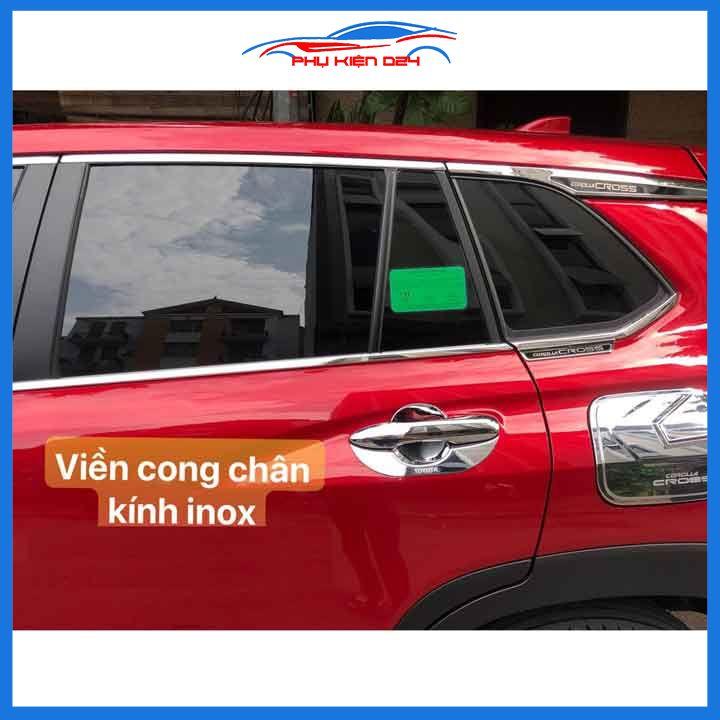 Bộ nẹp viền chân kính cong kính Corolla Cross 2020-2021-2022 Inox sáng bóng chuẩn form xe