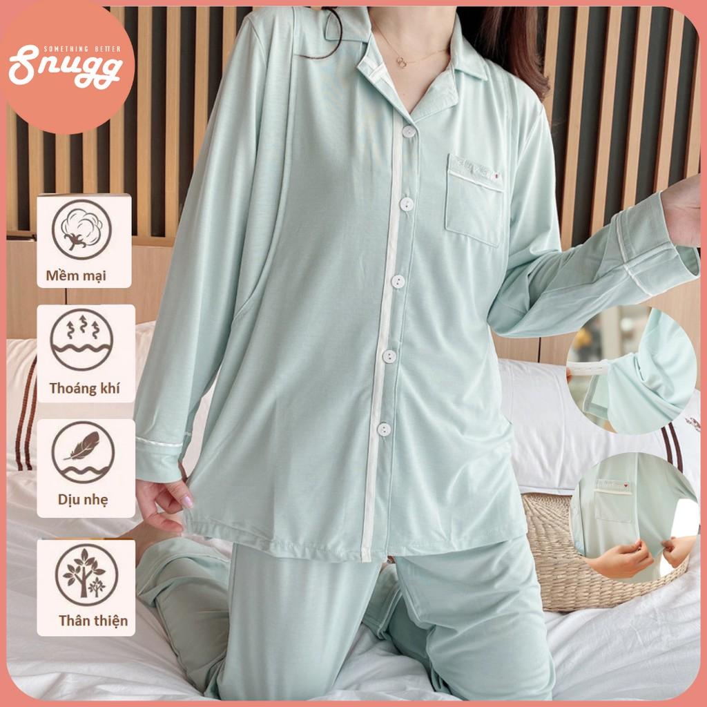 Bộ mặc nhà và sau sinh modal dáng Pyjamas xanh và hồng Snugg