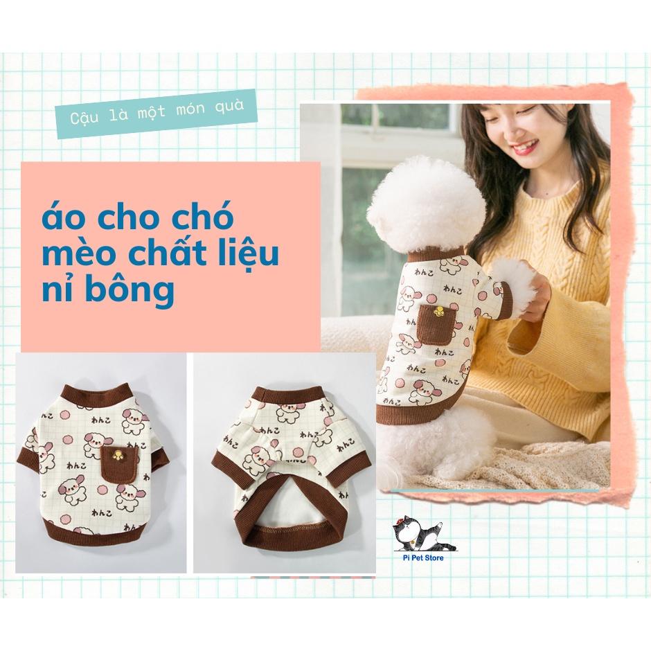 Áo Chó Mèo Nỉ Bông Mùa Đông dễ thương - Áo mùa đông cho chó mèo - Pi Pet Store