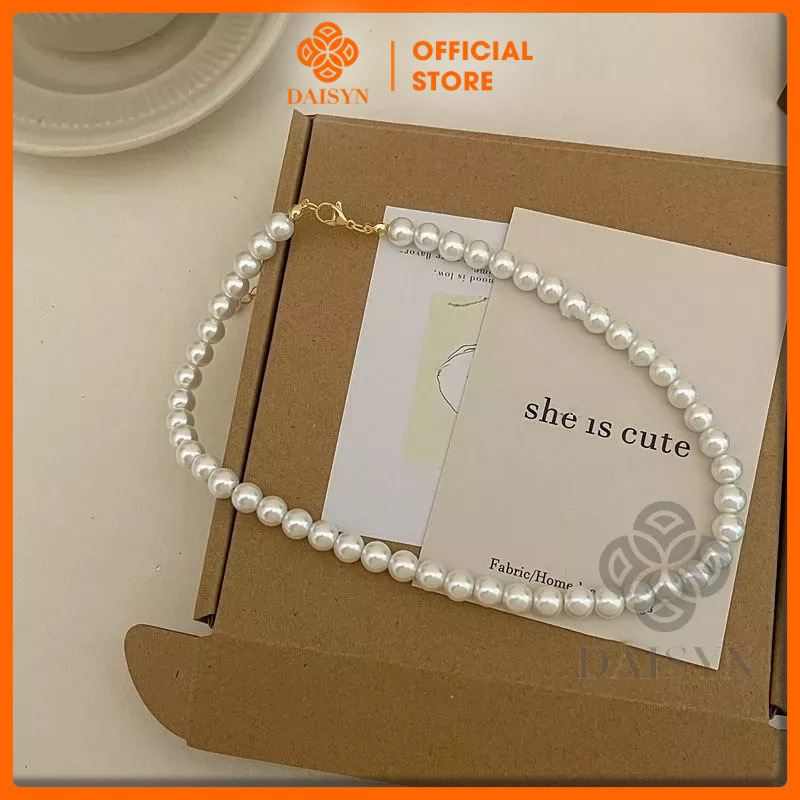  N414 choker vòng cổ hạt Trai, dây chuyền hạt bẹt dây chuyền mang áo dài hạt nhiều kích cỡ cho nữ