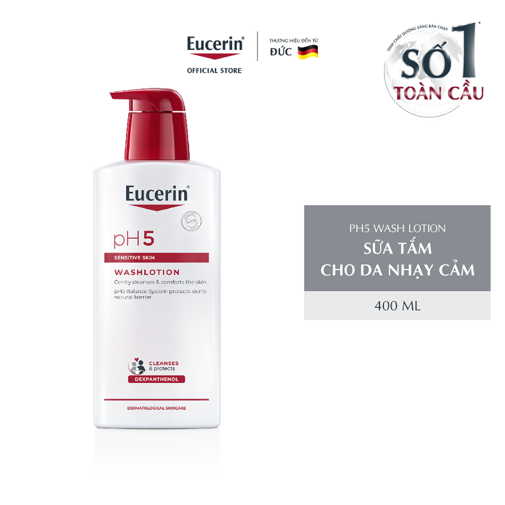 Sữa Tắm &amp; Rửa Mặt Cho Da Nhạy Cảm Eucerin pH5 Sensitive Skin Washlotion 400ml