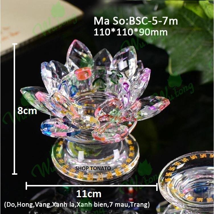 CHUNG ĐÈN CẦY BÔNG SEN PHA LÊ THỦY TINH SỐ 5 NT
