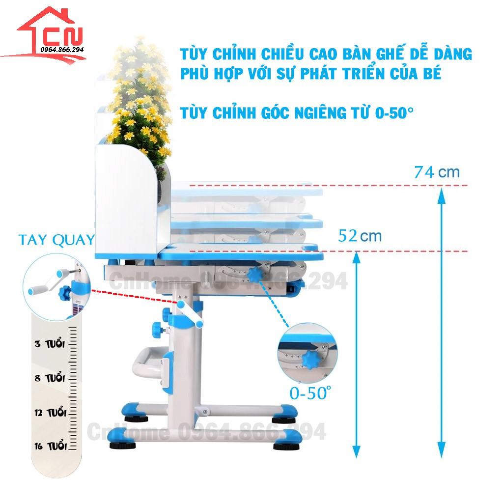 Bàn học cho bé chống gù chống cận thông minh A8 TẶNG ĐÈN HỌC, ĐỆM NGỒI, CHỐNG CẰM VÀ KẸP GIỮ SÁCH