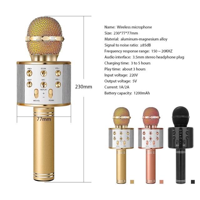 Micro karaoke kết Nối Không Dây Bluetooth WS858