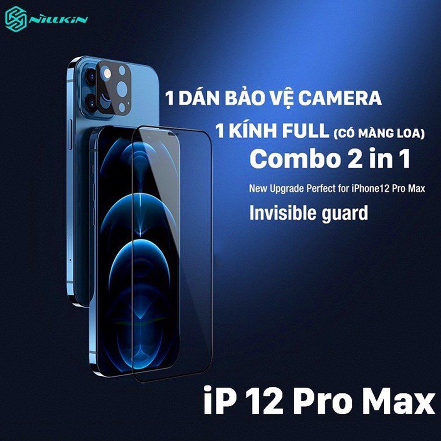 Combo kính cường lực thương hiệu Nillkin và kính camera HD 2in1 cho Iphone 12/12 Pro - 12 Pro Max - Hàng Chính Hãng
