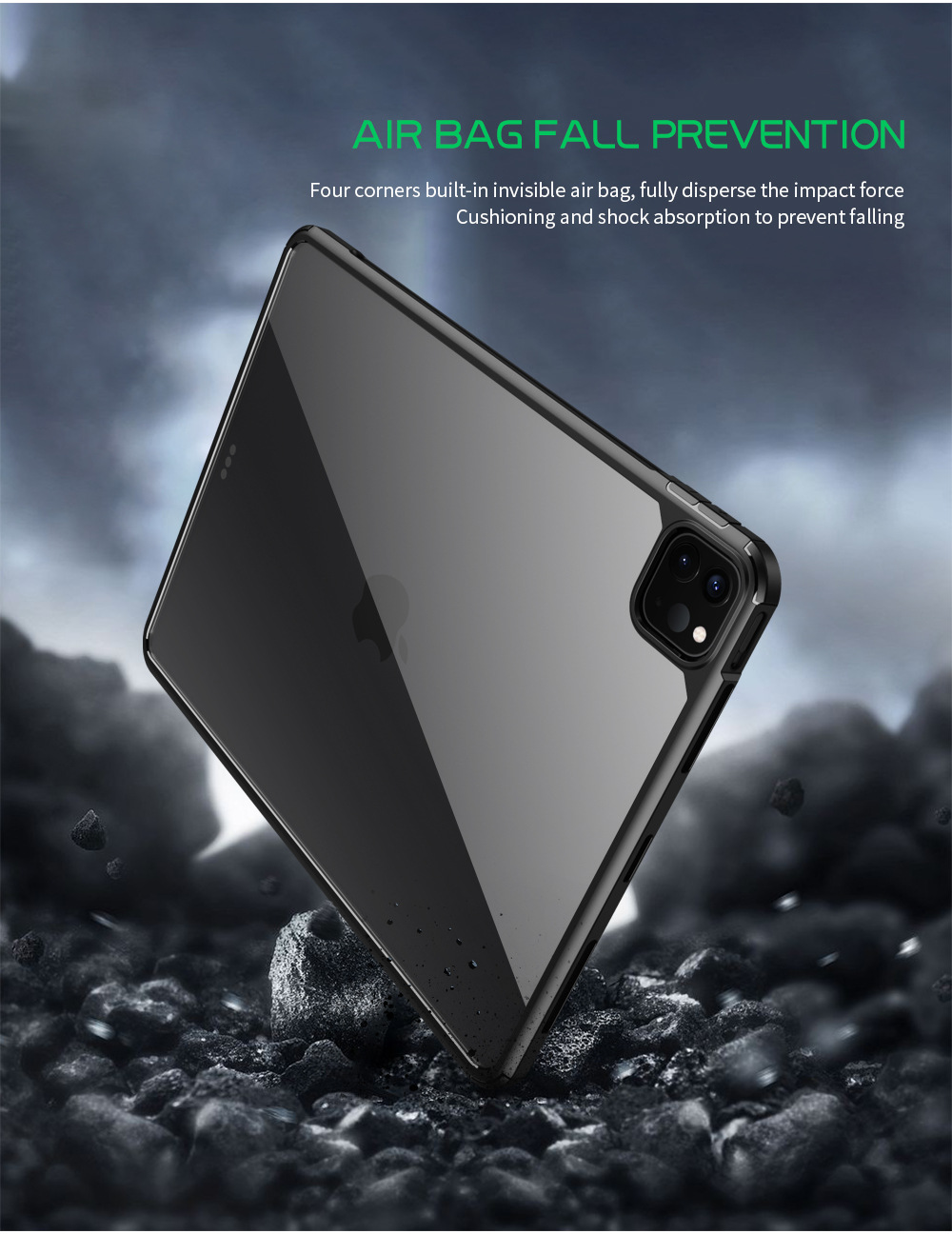 Ốp Lưng Dành Cho iPad Pro 12.9 inch 2021 / iPad Pro 12.9 inch 2020 / iPad Pro 12.9 inch 2018 Mặt Lưng Kính Trong Suốt Viền Color